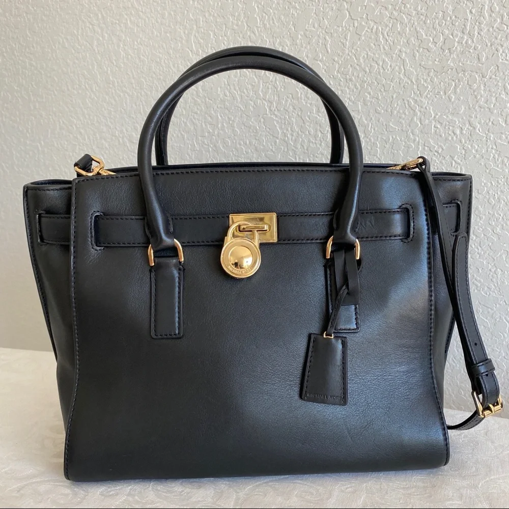 Michael Kors black leather Hamilton bag